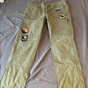 Gap Green pants with patches